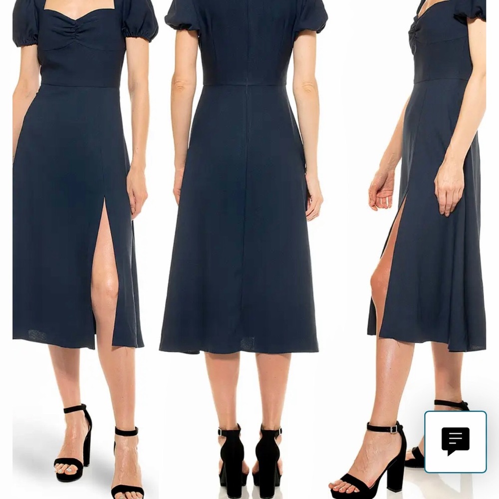 Alexis Admor Gracie Dress in Navy Midi Dress with short sleeves